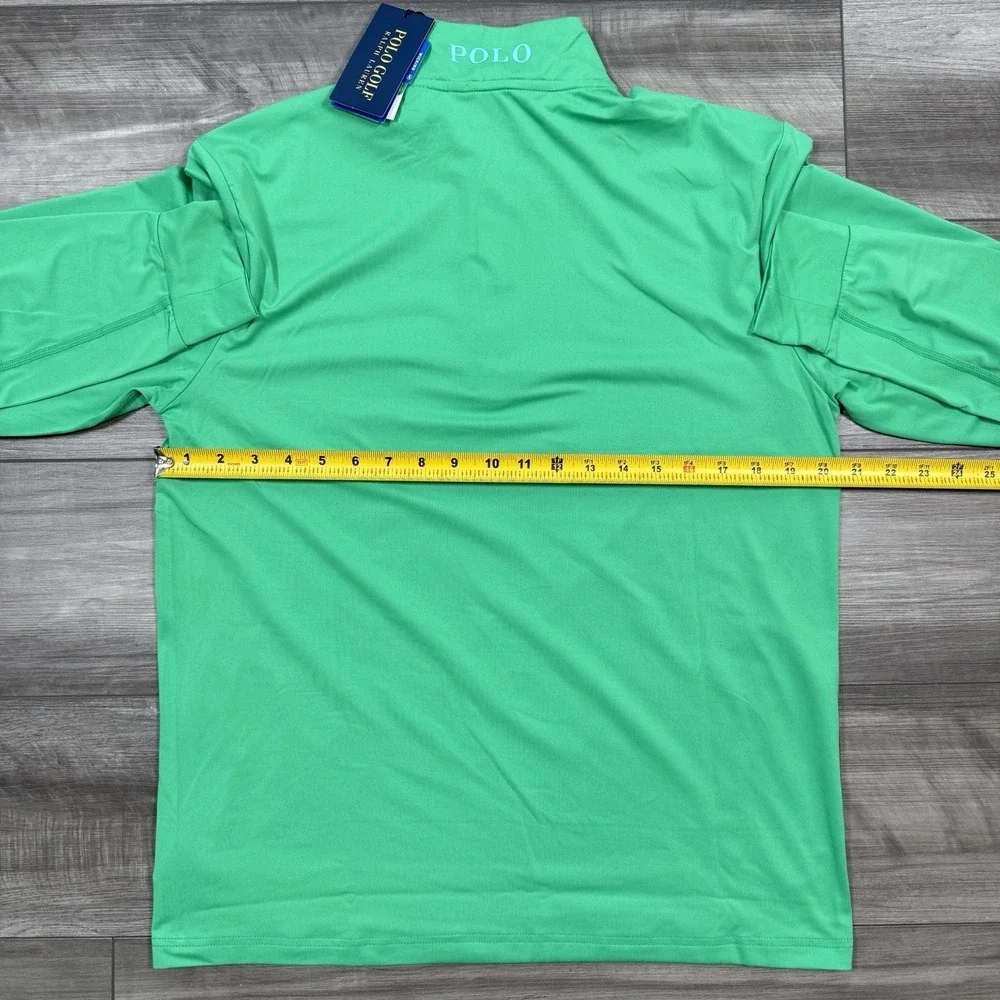 Polo Golf Ralph Lauren‎ Solid Stretch Peached Jersey Half Zip Cabo Green MEDIUM